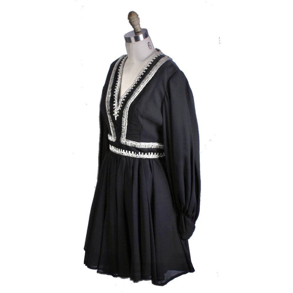 Vintage Cocktail Mini Dress LBD Black & Rhinestones Mini 1960s 34-28-Free S/M Women's The Best Vintage Clothing