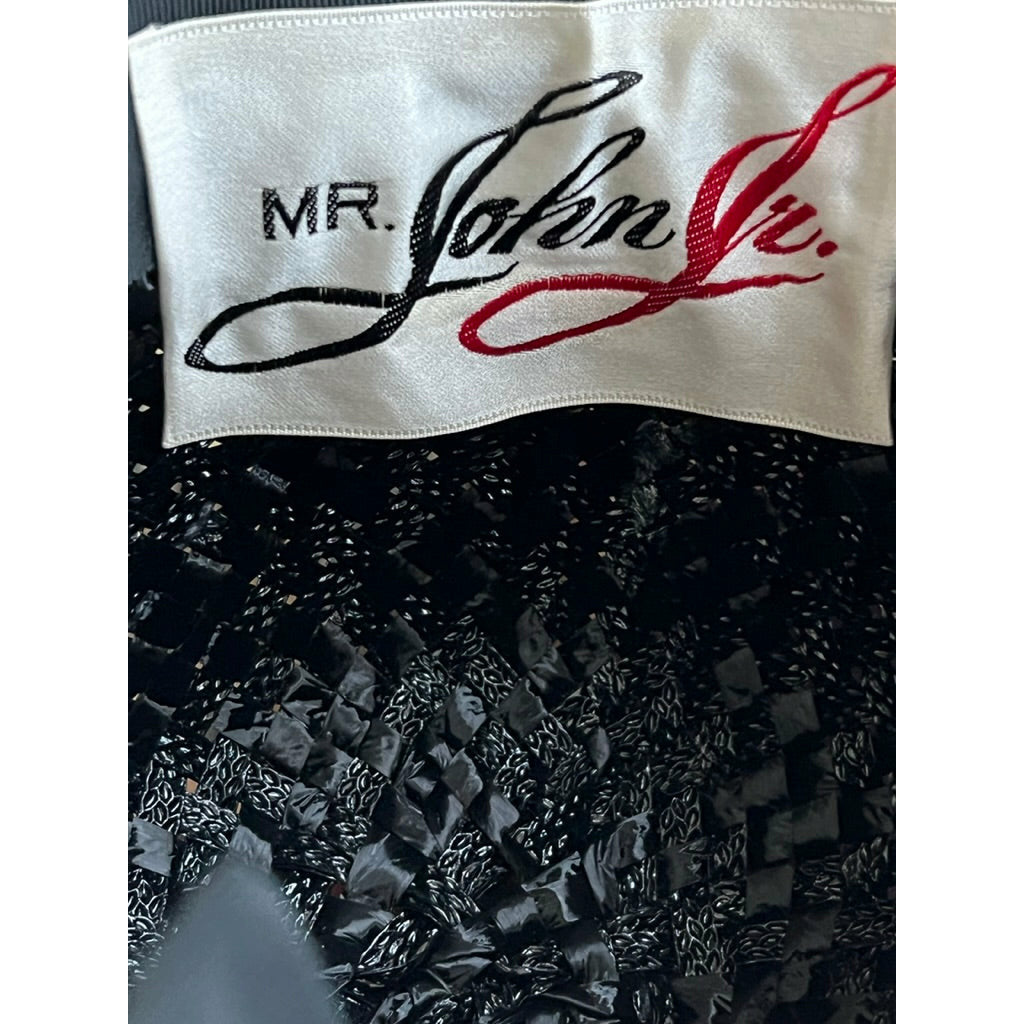 Vintage Mr. John Jr Wide Brimmed Tall Hat Black/ White Straw Church Derby Hats The Best Vintage Clothing