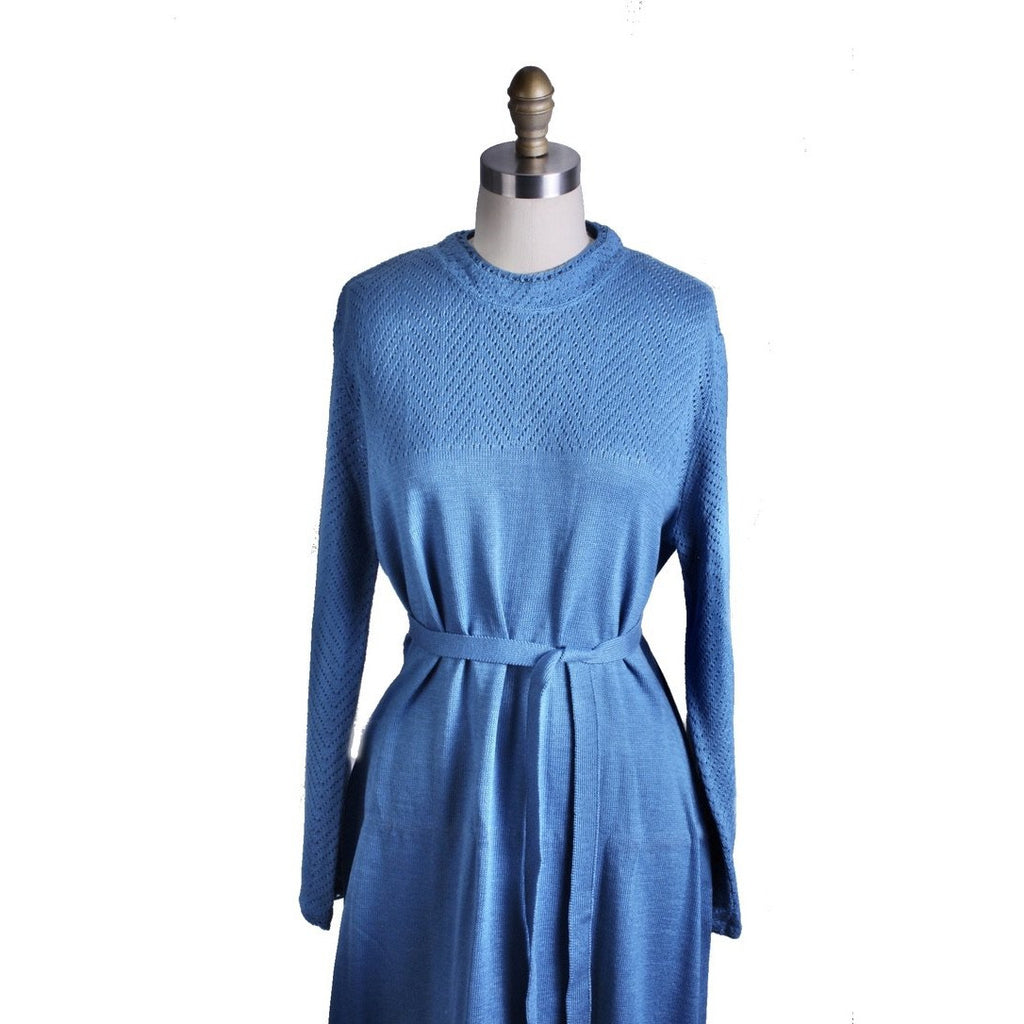 Parnes Feinstein VTG Blue Maxi Sweater Dress Womens Large NWOT Cashmere? Cart2cart The Best Vintage CLothing