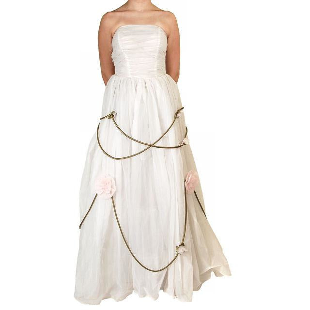 Vintage Winter White Chiffon Ballgown 1950S Details Wedding Gown 32-24-Free Women's The Best Vintage Clothing