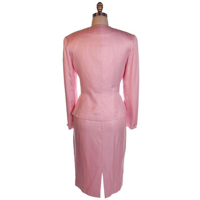 Vintage 1980s Ladies Suit Pink Silk Herbert Grossman Sz 8 Cart2cart Herbert Grossman