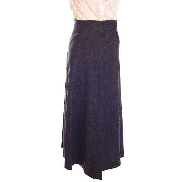 VTG 1940s Skirt Charcoal Grey Wool A-Line Arrow Applique Waist 25 S Johnnye Jr Cart2cart vendor-unknown