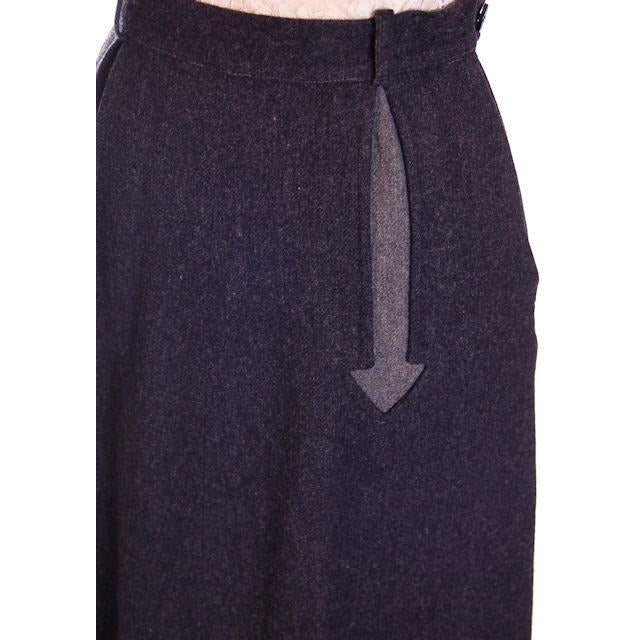 VTG 1940s Skirt Charcoal Grey Wool A-Line Arrow Applique Waist 25 S Johnnye Jr Cart2cart vendor-unknown
