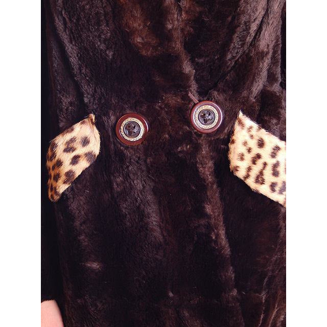 Vintage Brown Sheared Hudson Seal Swing Jacket Fur Trim 1940s Sz S/M Women's,New Arrivals The Best Vintage Clothing