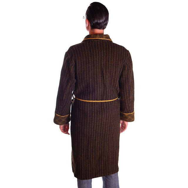 Mens Vintage Black/Green Plaid Wool Robe Jaeger 1940S 46 Chest Men's Vintage Jaeger