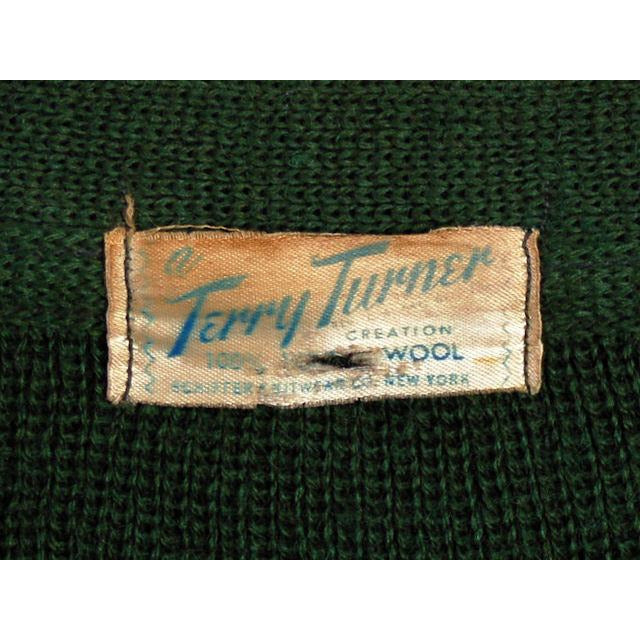 Vintage Cardigan Sweater Wool Knit Green 1940s 4" Ribbed Waistband Distressed M Women's,Men's Vintage Terry Turner
