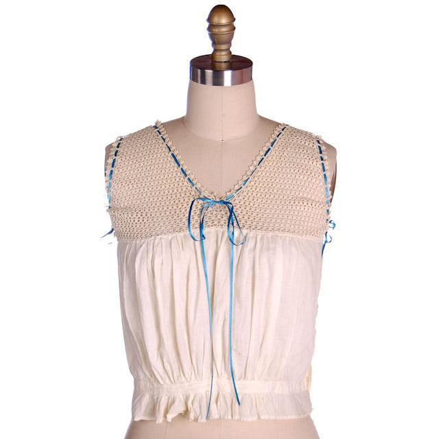 Vintage Victorian Corset Cover/Camisole Cotton & Crochet 35" Bust - The Best Vintage Clothing
 - 1