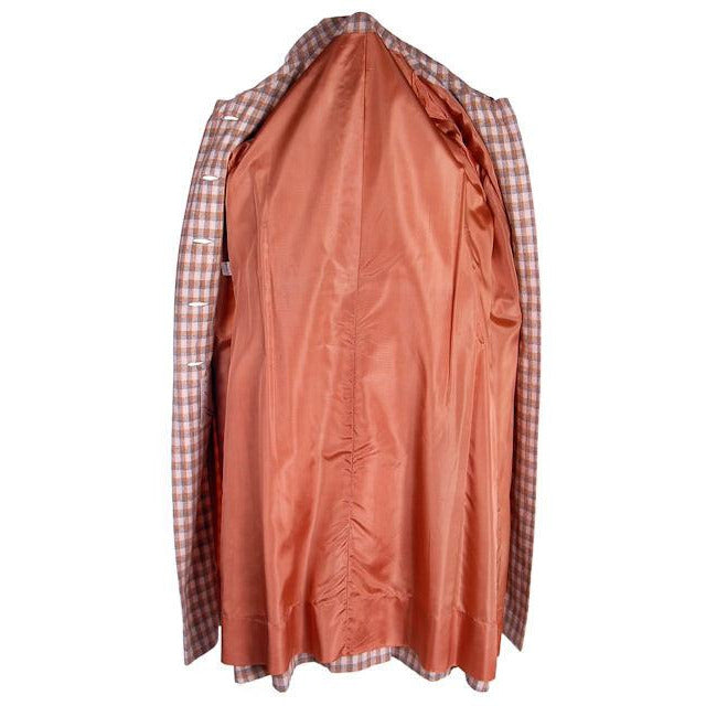 VTG 1970s Bromleigh Plaid Spring Coat Linen Silk Blend Gray Tan Sz L 44 Bust Cart2cart The Best Vintage Clothing