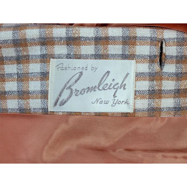 VTG 1970s Bromleigh Plaid Spring Coat Linen Silk Blend Gray Tan Sz L 44 Bust Cart2cart The Best Vintage Clothing