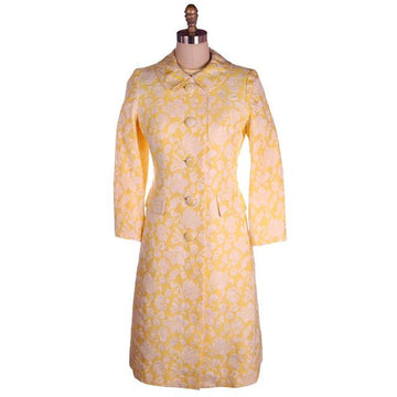 Vintage Ladies Yellow/White Brocade Coat & Dress Bergdorf Goodman 1970s 36-30-35 - The Best Vintage Clothing
 - 1