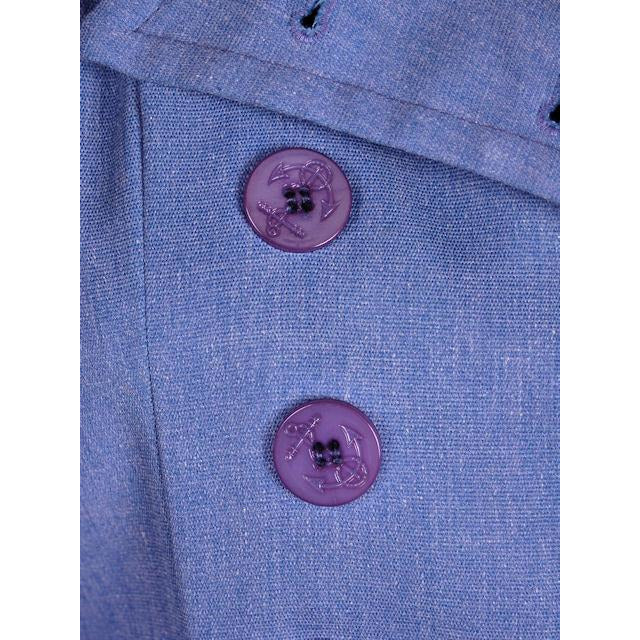 Vintage Blue Chambray Trench Coat Bright Red Lining 1970s 38-36-44 New Arrivals The Best Vintage Clothing