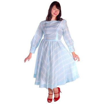Vintage Light Blue Taffeta Dress 1950s 39-30-Free - The Best Vintage Clothing
 - 1