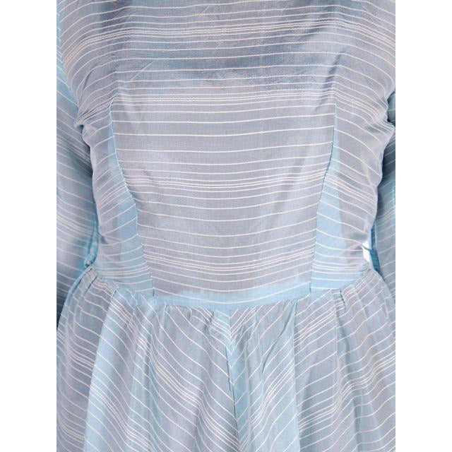 Vintage MCM Light Blue Taffeta Dress Circle Skirt 1950s 39-30-Free Cart2cart The Best Vintage Clothing