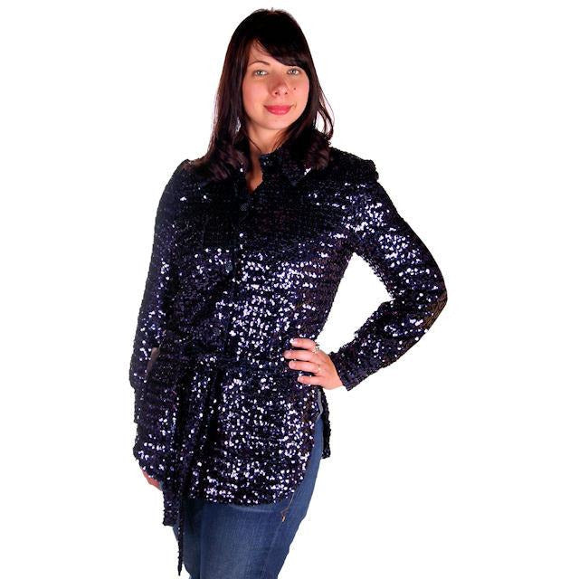 Vintage Purple/Blue Sequins Coat Saks Fifth Ave NOS 1970s Size 8 - The Best Vintage Clothing
 - 1