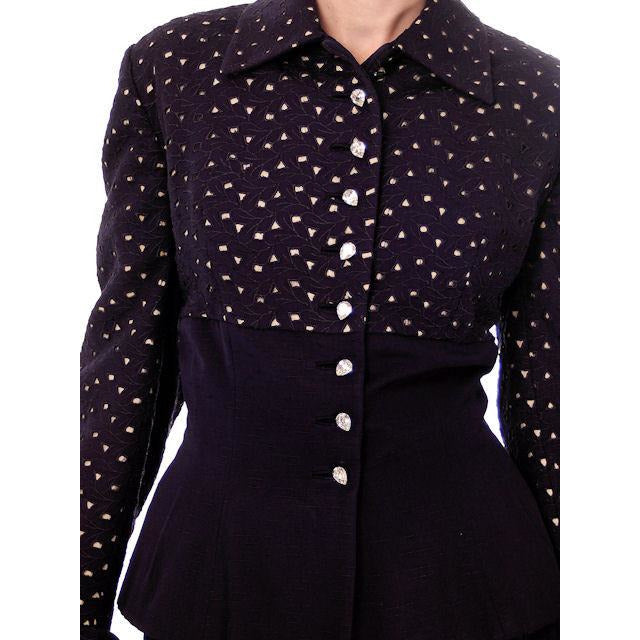 Vintage Ladies Gabardine/Faille Suit Lilli Ann Navy Blue Knockout 1950s Women's,New Arrivals Lilli Ann