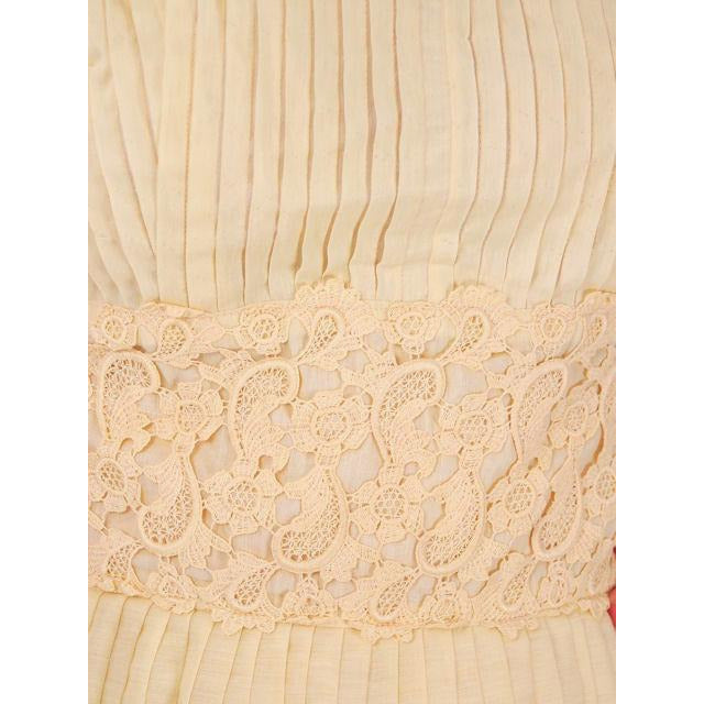 Vintage Day Dress Pale Yellow Crystal Pleated 1950s Small Women's,On Sale The Best Vintage Clothing