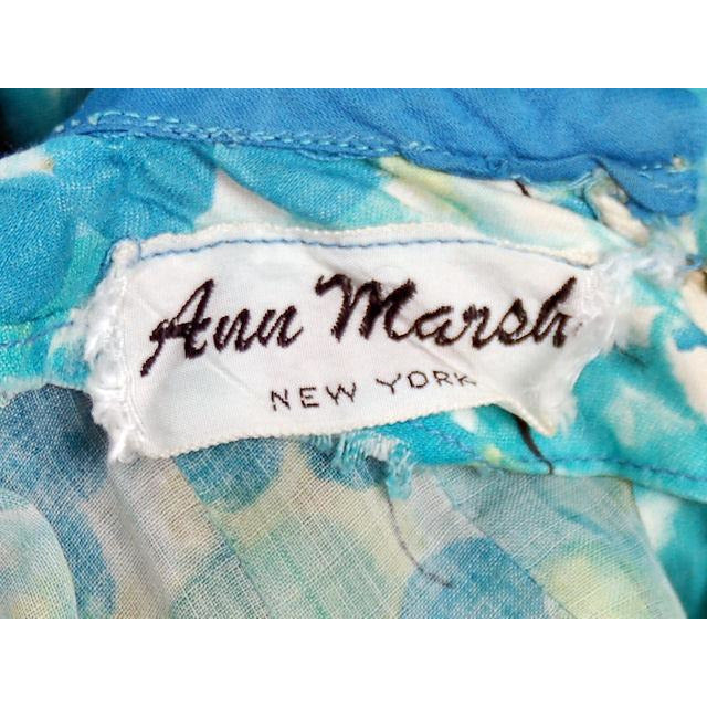 Vintage MCM Day Dress Blue/Green " Cherries" Cotton 1950s Ann Marsh Small Women's,New Arrivals The Best Vintage Clothing