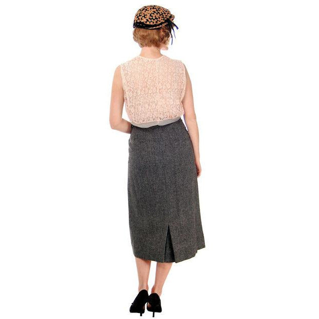 Vintage Pencil Skirt Heathered Charcoal Gray Small Late 1940s Women's,New Arrivals The Best Vintage Clothing
