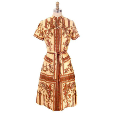 Vintage Silk Shirtwaist  Day Dress "Lita" Signed Block Print 1970s Medium - The Best Vintage Clothing
 - 1