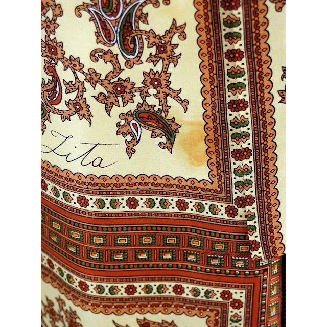 Vintage Silk Shirtwaist Day Dress "Lita" Signed Block Print 1970s Medium Women's The Best Vintage Clothing