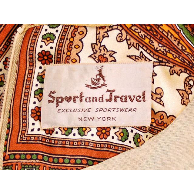 Vintage Silk Shirtwaist Day Dress "Lita" Signed Block Print 1970s Medium Women's The Best Vintage Clothing