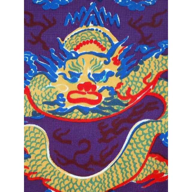 Vintage Knit Dress Goldworm Dragon Print Blue Made in Italy 1970s M-L Women's,New Arrivals Goldworm