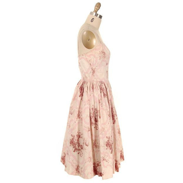 Vintage Sundress Pale Pinks Floral Print Spaghetti Straps 1950s Small Women's The Best Vintage Clothing