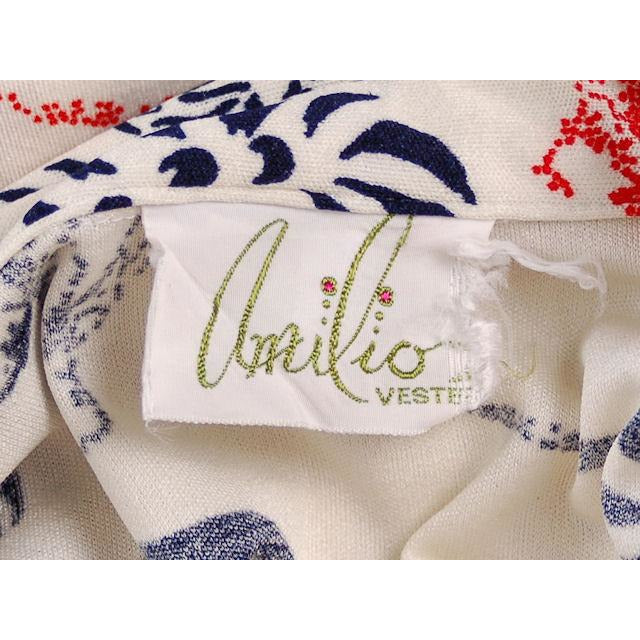 Vintage Amilio Dress Red/White/Blue Cheetahs & Zebras Knit M-XL 1970s Women's Amilio