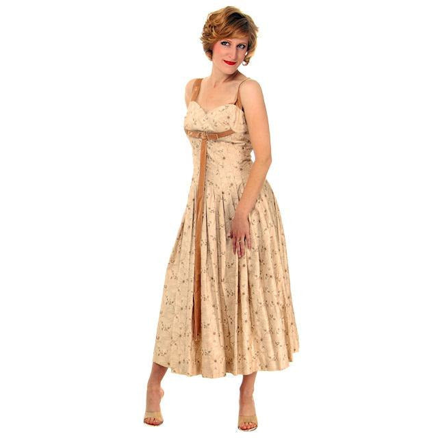 Vintage Sundress Embroidered Cotton Carlye 1950s Full Skirt Small Women's,New Arrivals Carlye