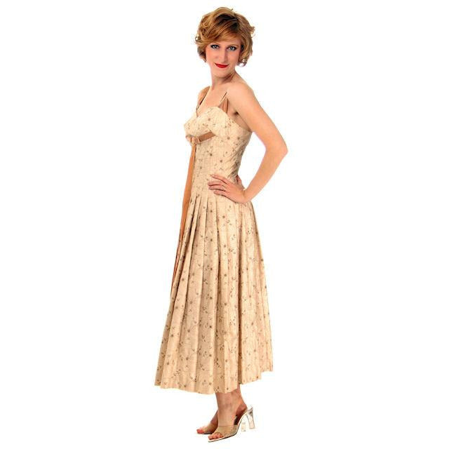 Vintage Sundress Embroidered Cotton Carlye 1950s Full Skirt Small Women's,New Arrivals Carlye