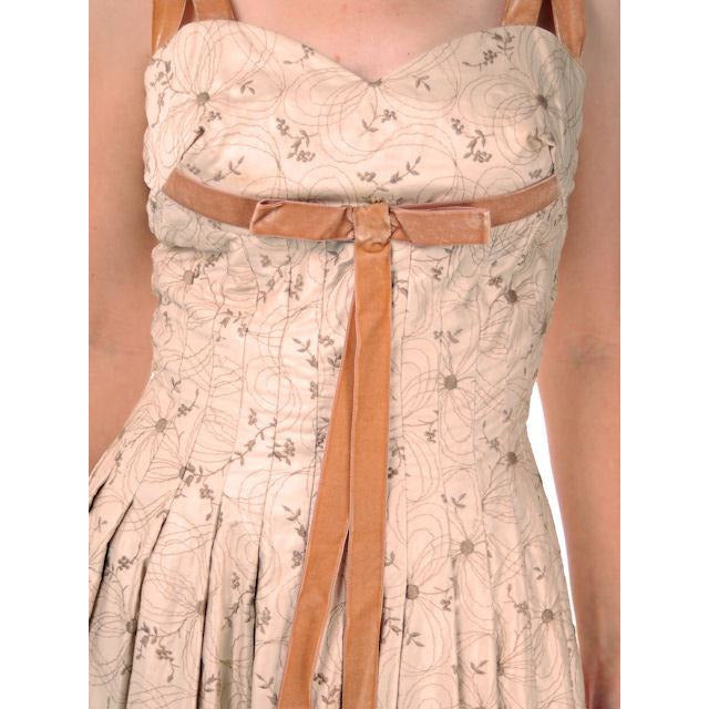 Vintage Sundress Embroidered Cotton Carlye 1950s Full Skirt Small Women's,New Arrivals Carlye