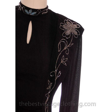 Vintage 1940s Black Rayon Bodice Fabulous Beadwork Small Women's,New Arrivals The Best Vintage Clothing