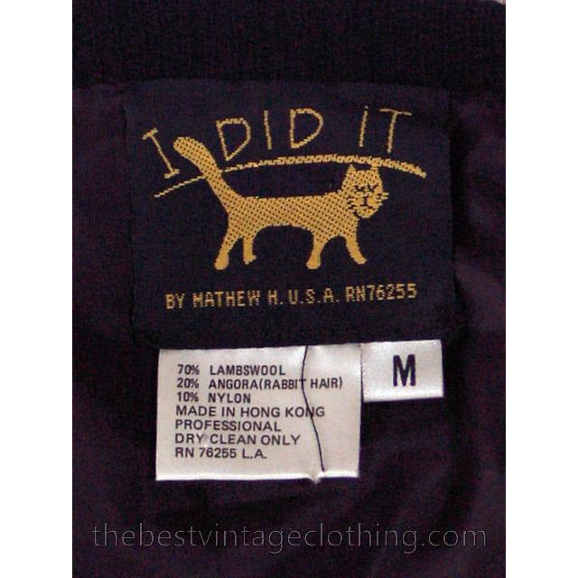 Vintage 1980s Wool Beaded Cardigan Sweater Black M Gold Beads sweater The Best Vintage Clothing