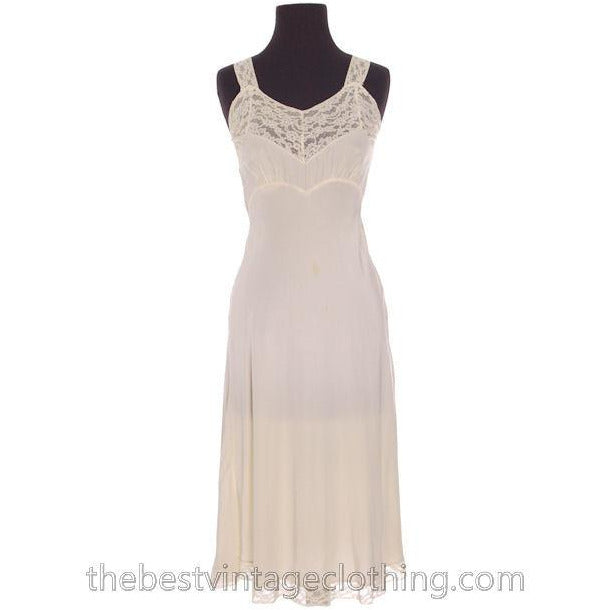 Vintage Fischer Heavenly Silk Lingerie Bias Cut Slip 1940s Small Wide Lace lingerie The Best Vintage Clothing