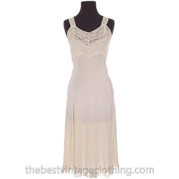 Vintage Fischer Heavenly Silk Lingerie Bias Cut Slip 1940s Small Wide Lace lingerie The Best Vintage Clothing