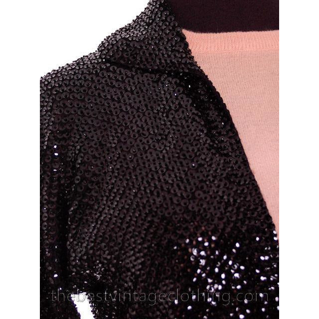 VTG 1950s Sweater Black Saks Fifth Ave Sequin Shrug Womens S M Women's,New Arrivals The Best Vintage Clothing