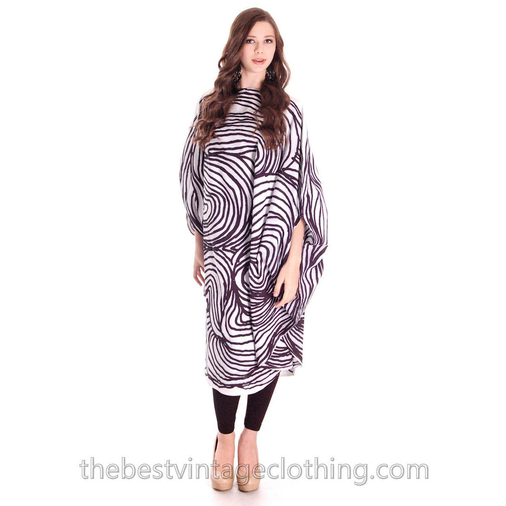 Vuokko Myllynkivi Vintage 1964 Circle Dress Abstract Black & White Print Iconic Free Size marimekko The Best Vintage Clothing