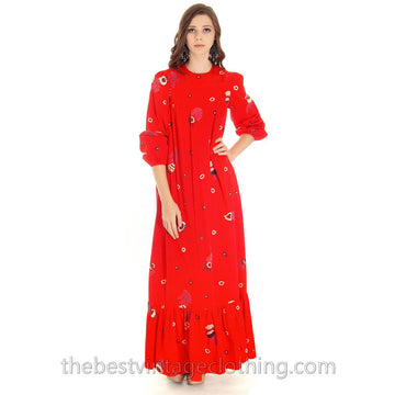 Vintage 1970s Dress Pia & Paula Maxi Fab Red Print 38/UK 12/US 8-10 - The Best Vintage Clothing
 - 1