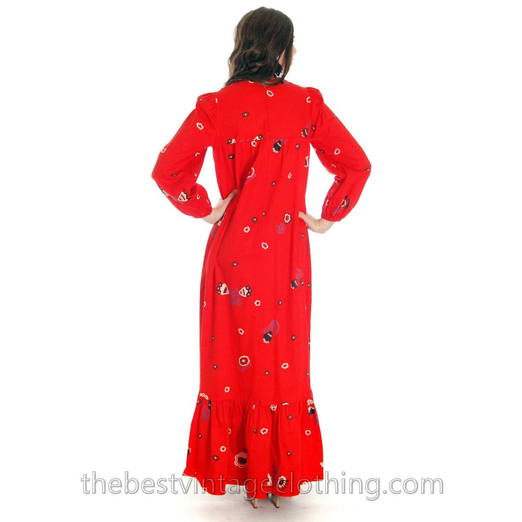 Vintage 1970s Dress Pia & Paula Maxi Fab Red Print 38/UK 12/US 8-10 marimekko The Best Vintage Clothing