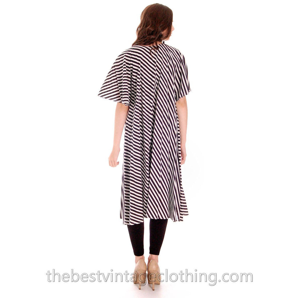 Vintage Vuokko Angel Sleeve Tent Dress Black & White Stripes XS 1970s marimekko The Best Vintage Clothing