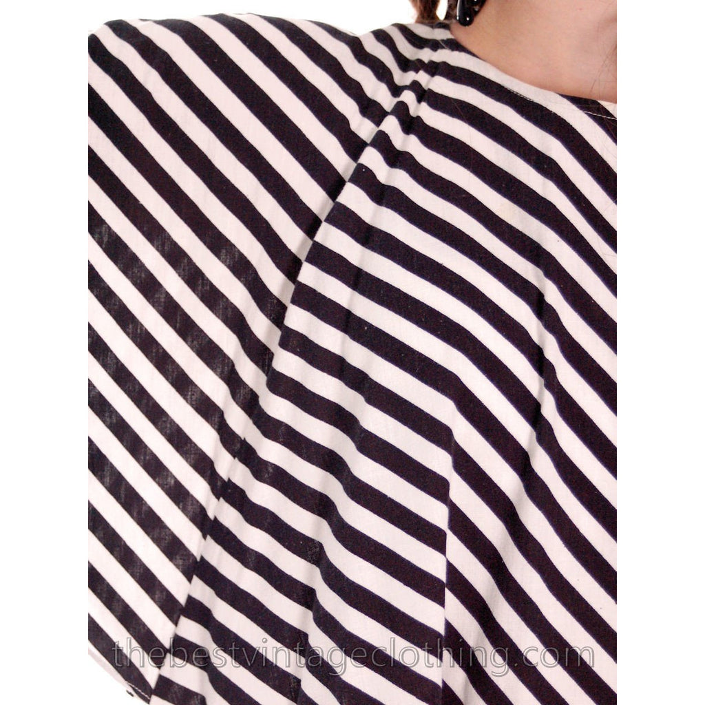 Vintage Vuokko Angel Sleeve Tent Dress Black & White Stripes XS 1970s marimekko The Best Vintage Clothing
