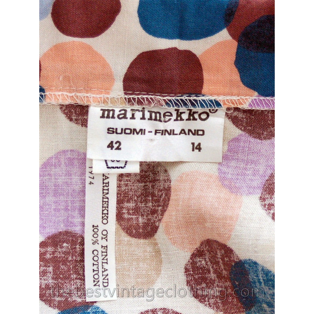 Vintage 1974 Marimekko Designer Maxi Dress Bubble Print 40/12 Polka Dots Cotton marimekko The Best Vintage Clothing