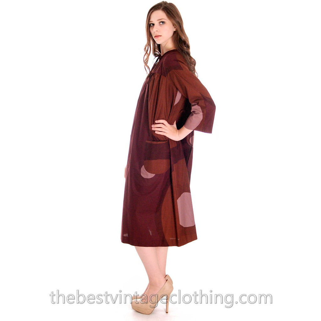 Vintage 1967 Marimekko Mod Tent Dress Circles Print Brown & Pink 36/ 6-8 marimekko The Best Vintage Clothing