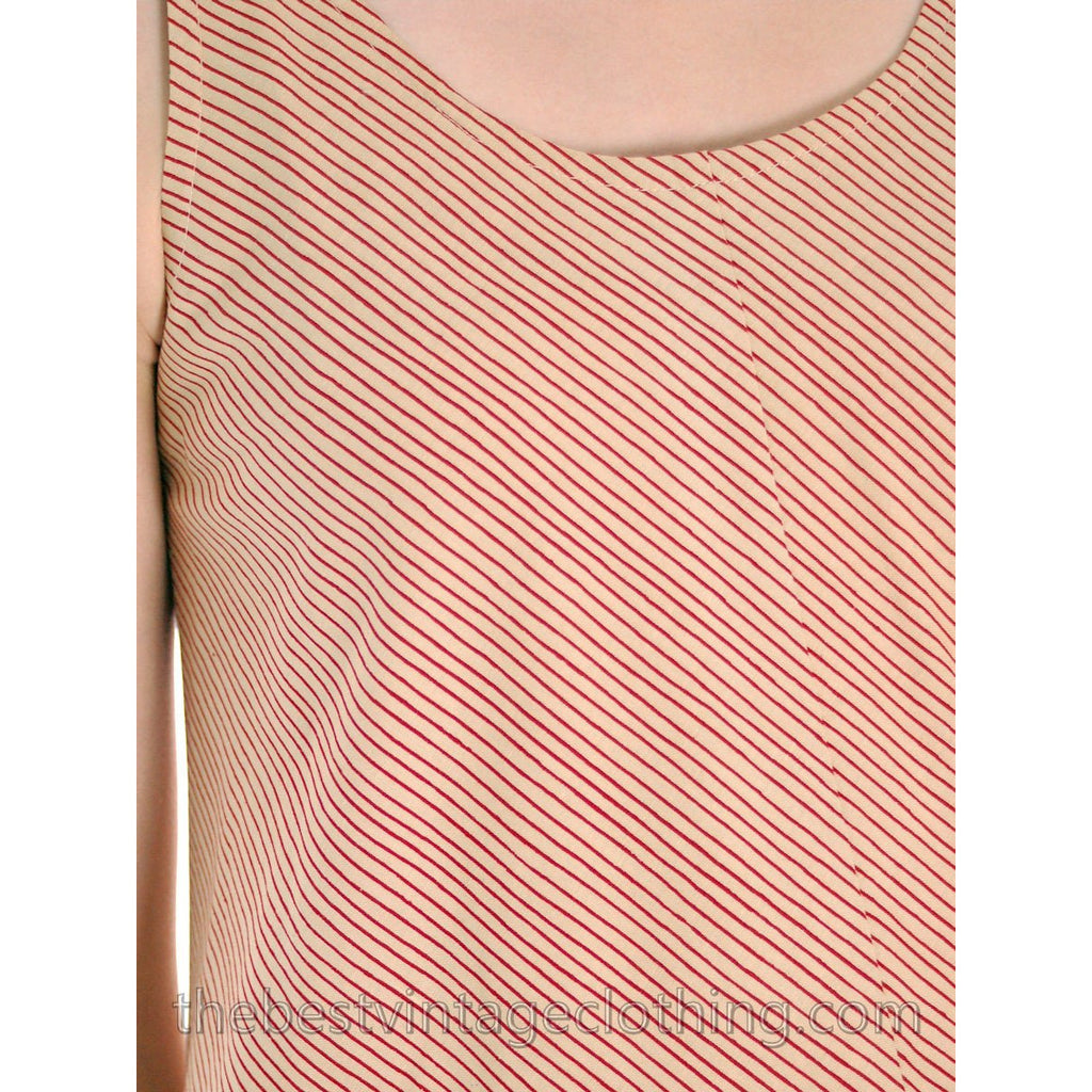 Vintage 1970s Vuokko Nurmesniemi Tent Dress Maxi Red Striped 100% Cotton 36/6 marimekko The Best Vintage Clothing