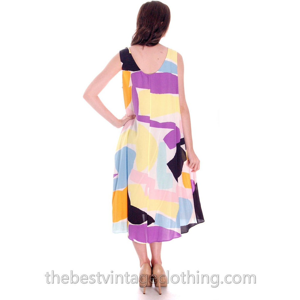 Vintage Marimekko Silk Blend Tent Dress & Cape Jacket 44/M Abstract Letter Print marimekko The Best Vintage Clothing