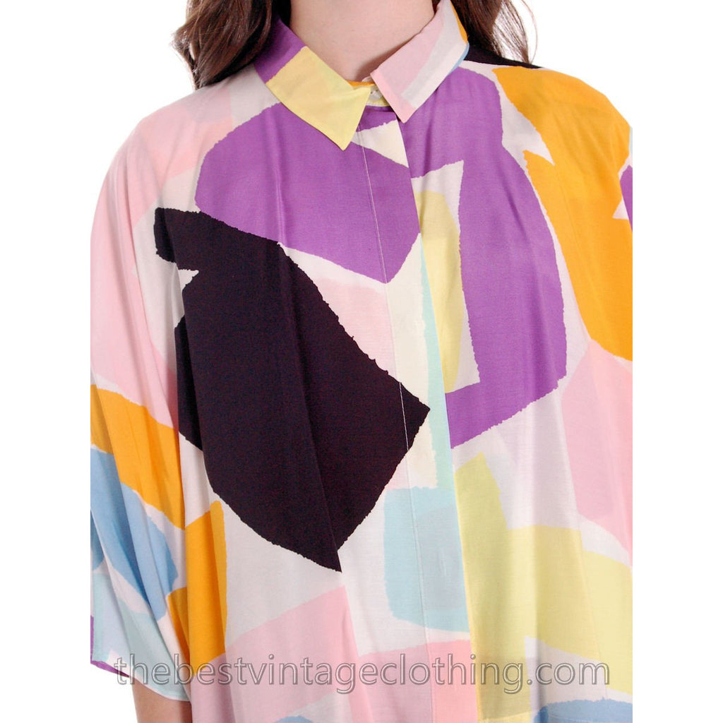 Vintage Marimekko Silk Blend Tent Dress & Cape Jacket 44/M Abstract Letter Print marimekko The Best Vintage Clothing