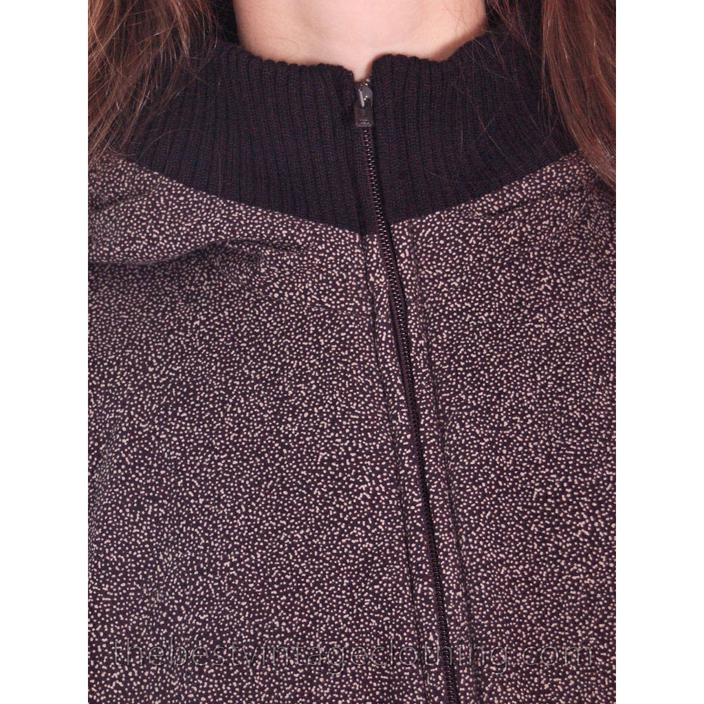 Vintage 1970s Vuokko Maxi Coat Womens Hooded Speckle Design Black Gray Cotton L marimekko The Best Vintage Clothing