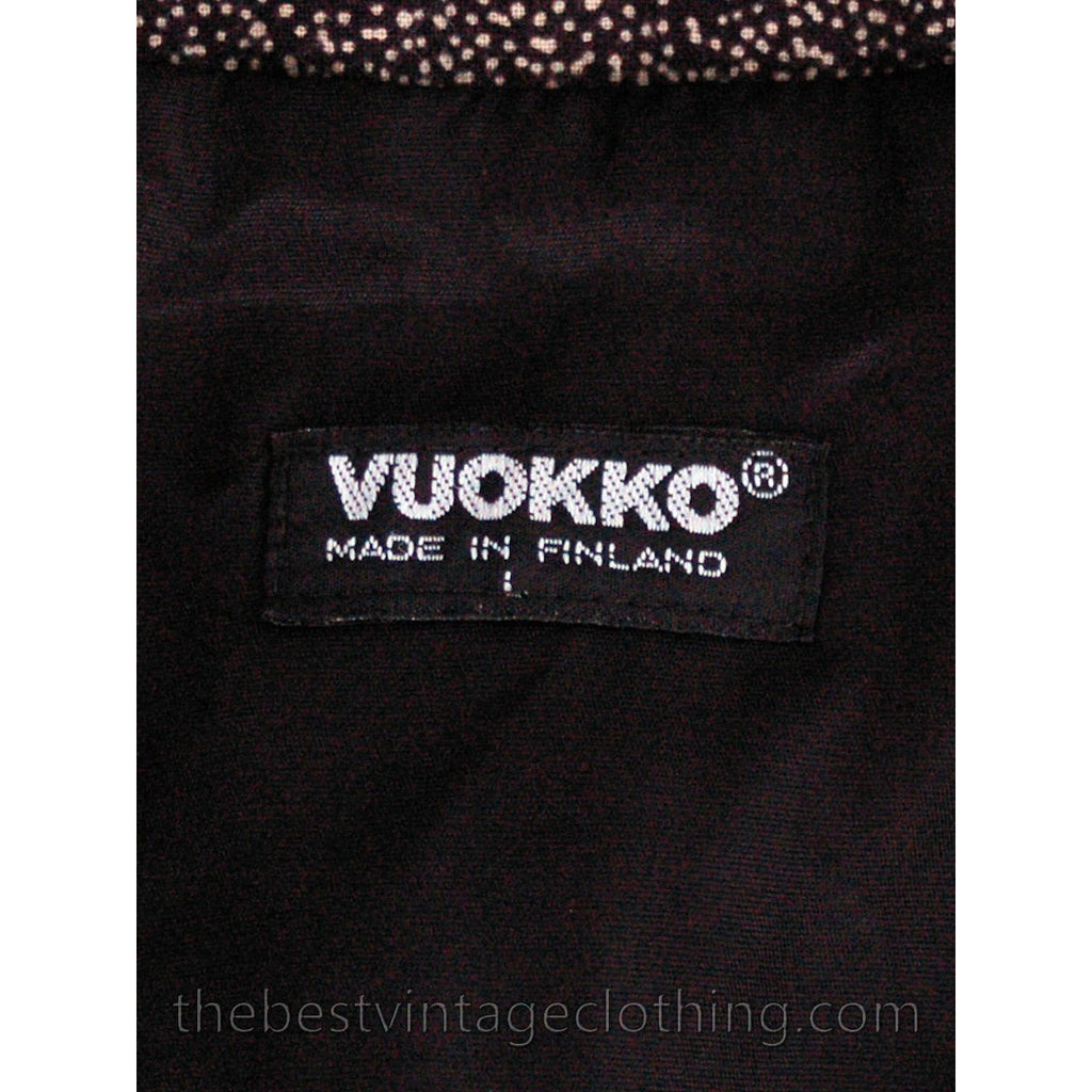 Vintage 1970s Vuokko Maxi Coat Womens Hooded Speckle Design Black Gray Cotton L marimekko The Best Vintage Clothing