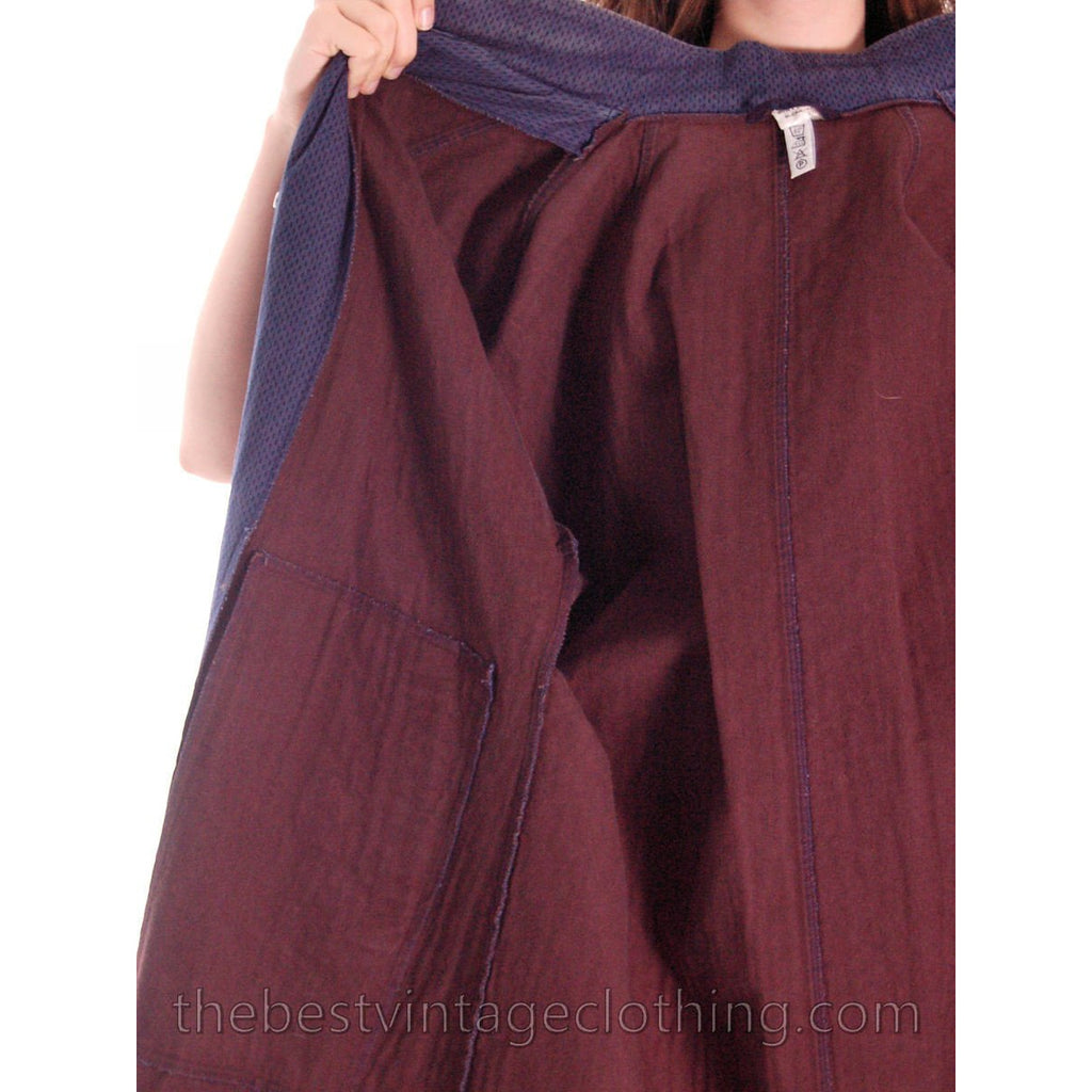 Vintage 1970s Vuokko Maxi Coat Indigo Speckled Print Blue Tent A line XS marimekko The Best Vintage Clothing