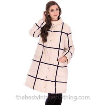 Vintage Vuokko Suomi Finland A-line Puffer Coat Black & White 1970s US Size 40 marimekko The Best Vintage Clothing
